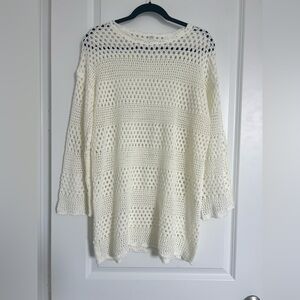 White Crochet Swim Cover Up | Boho Open Knit Beach Tunic